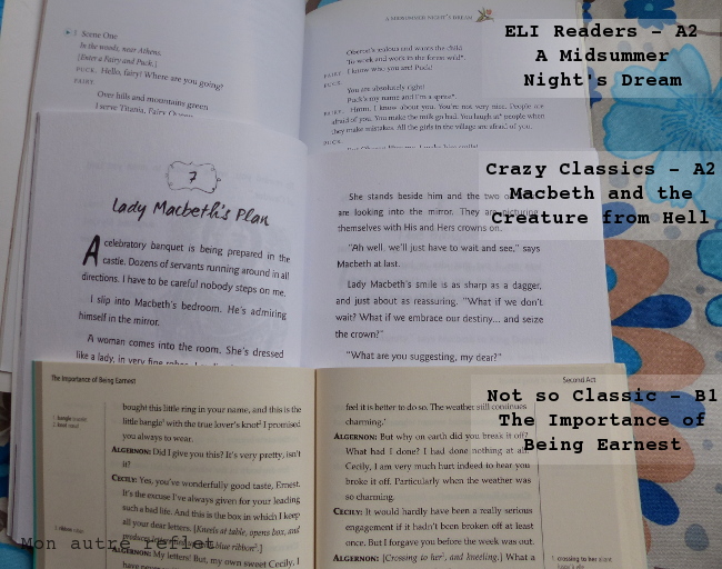 Comparaison livres tout en anglais pour ado